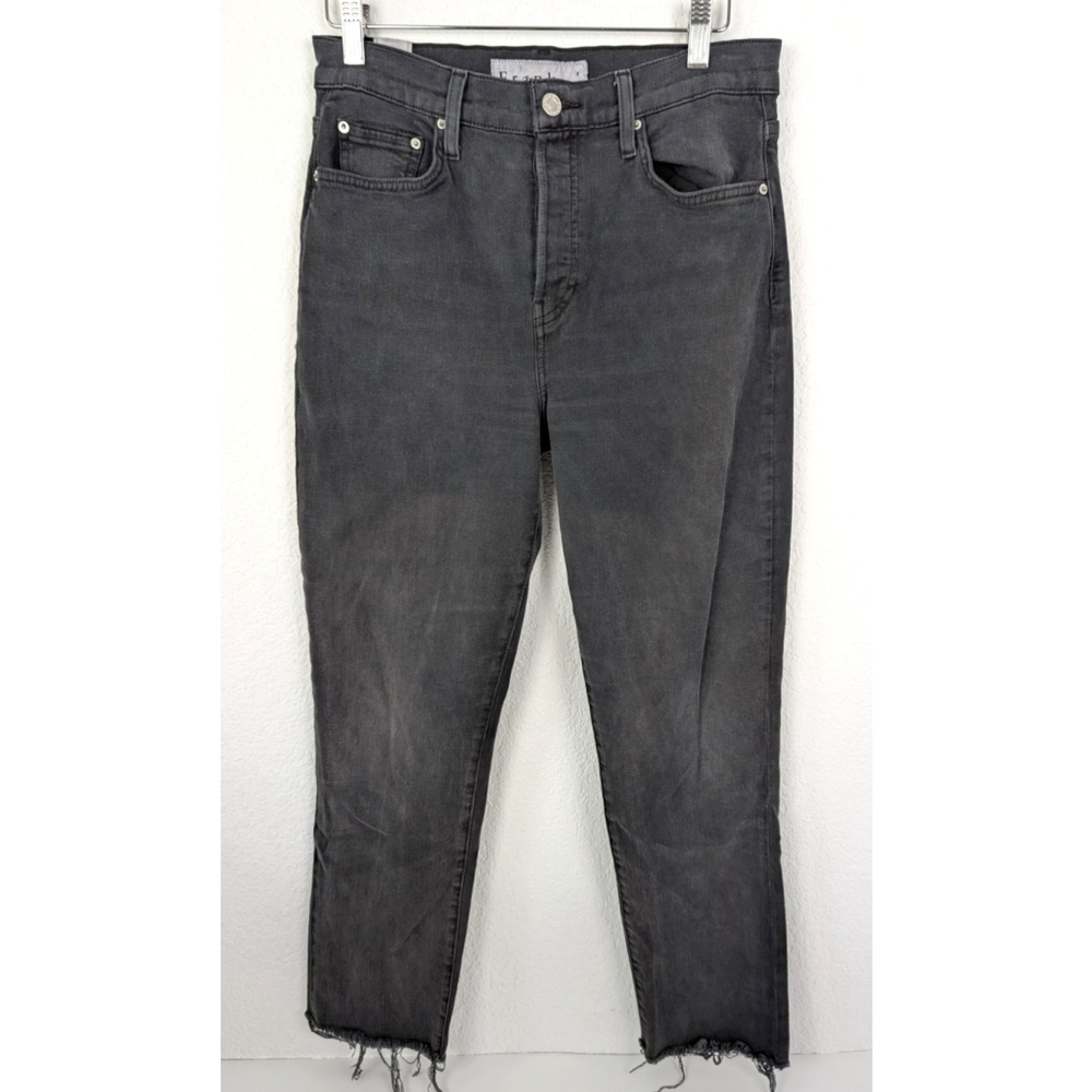 Frank & Eileen Cork Everyday Jeans Worn Black Sz 28 Raw Hem Straight Leg